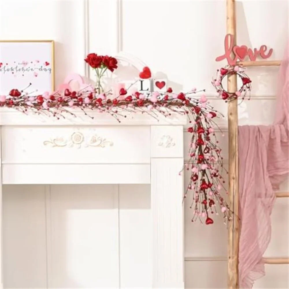 Valentine's Day Decor, 6 Ft Valentine's Day Garland for Mantel, Valentines Day